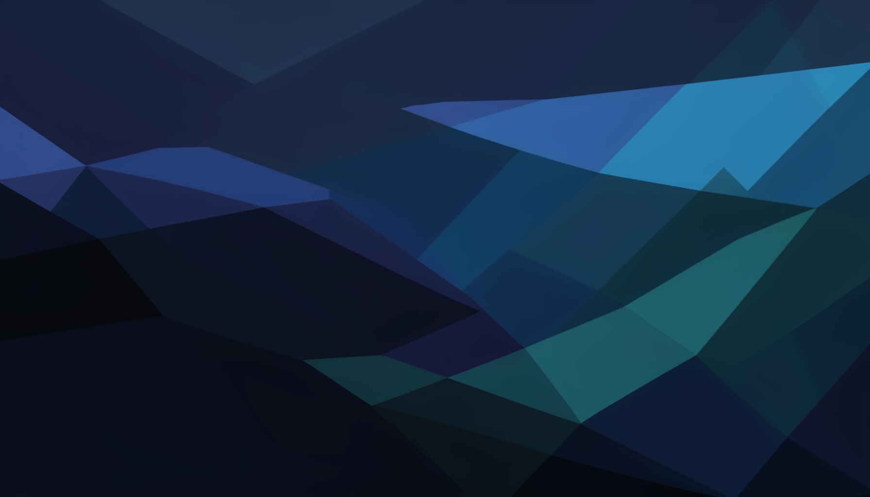 Dark abstract geometric landscape with layered low-poly facets in deep navy, charcoal, and muted teal, suggesting a calm backup and recovery mood.