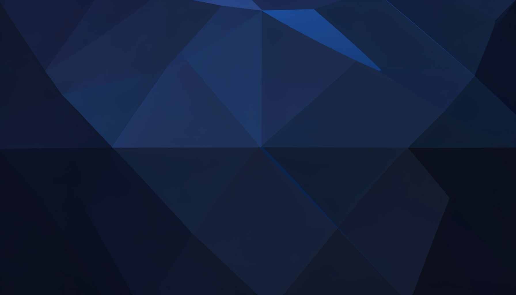 Dark faceted geometric low-poly surface with deep navy and charcoal tones, subtle blue highlights catching the edges, conveying a calm tech-focused atmosphere.